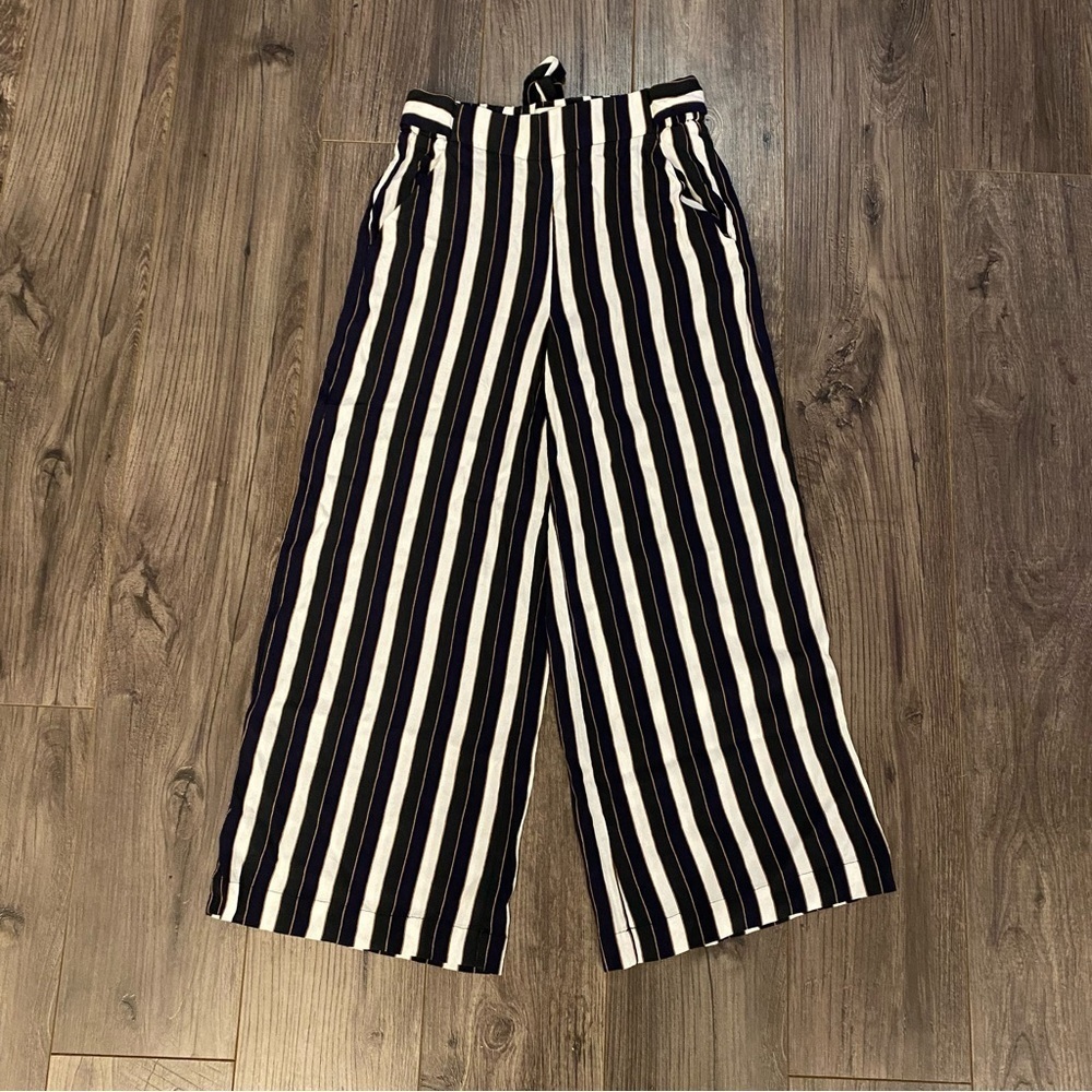 Wilfred Faun pants high - rise cropped flowy leg striped waist tie - Picture 5 of 12